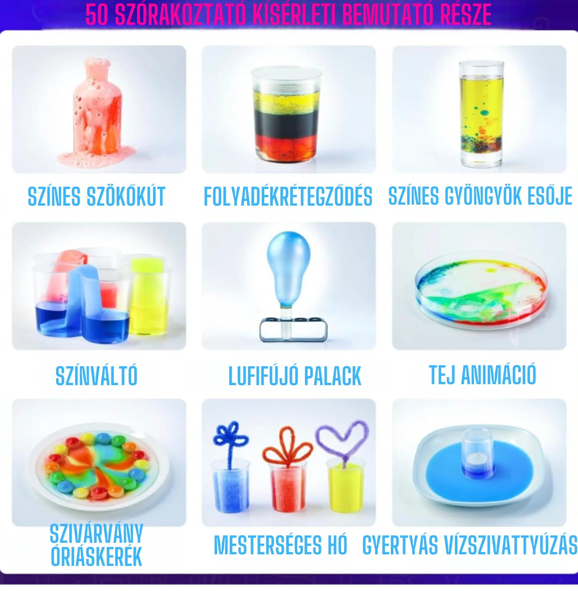 50+ Tudományos Kísérletező Készlet Gyerekeknek – STEM Oktató Játék My Store
