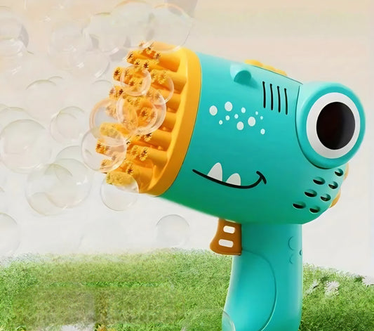 Dinoszaurusz Buborékfújó Kék – 40 Lyukú, Teljesen Automatikus Buborékgép Gyerekeknek