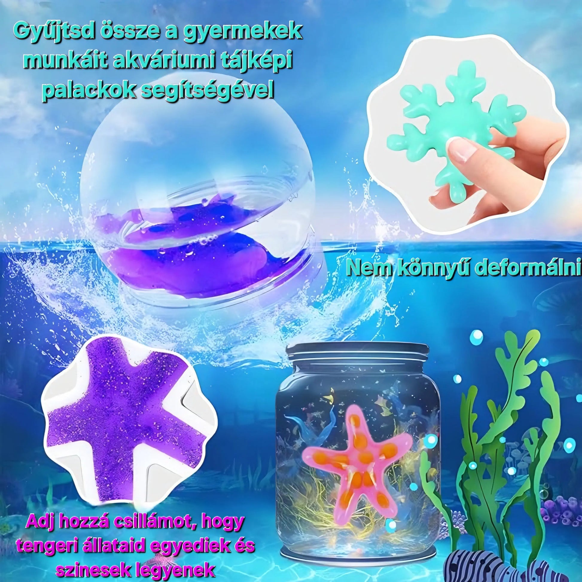 🌊✨ Vizi Zselé Szett – 52 darabos kreatív csomag vízitündérekhez és varázslatos lényekhez ✨🌊 BaBo Kids Tools