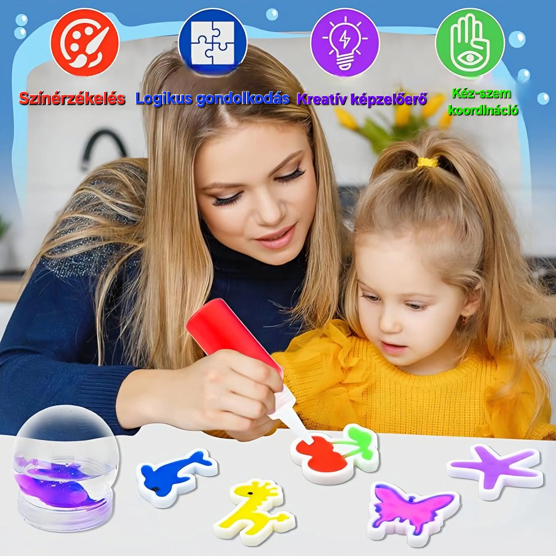 🌊✨ Vizi Zselé Szett – 52 darabos kreatív csomag vízitündérekhez és varázslatos lényekhez ✨🌊 BaBo Kids Tools