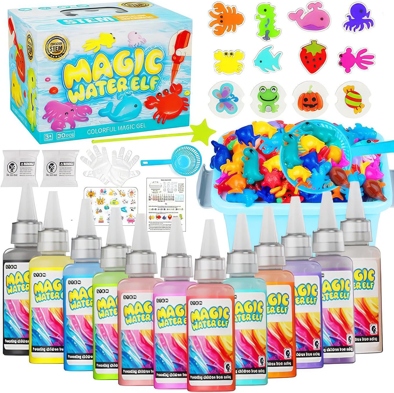 Aqua Fairy STEM kreatív szett — 12 különböző színű varázsfolyadék gyerekek számára, 3D figurakészítéshez