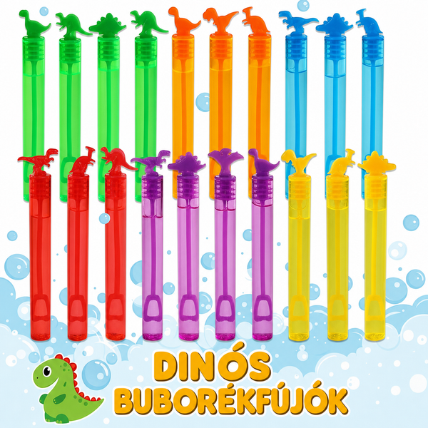 Dinós Buborékfújó – Mini Szappanbuborék Zsúrajándéknak