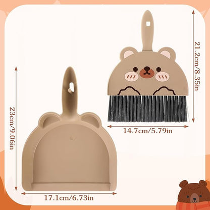 Gyerek kefe-lapát szett méretei – kefe 21,2 × 14,7 cm, lapát 23 × 17,1 cm, gyerekkézre méretezve