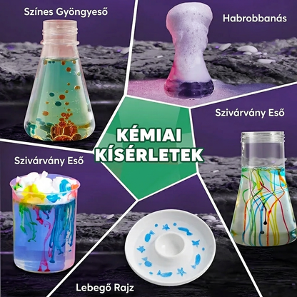 Kémiai kísérletek gyerekeknek – színes gyöngyeső, habrobbanás, szivárvány eső és lebegő rajz