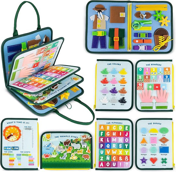 Montessori foglalkoztató könyv – 8 panelos filc busy board