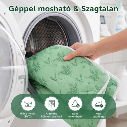 Mosható gyerek matracvédő a mosógépben, 30 °C hideg mosás és alacsony hőfokú szárítás
