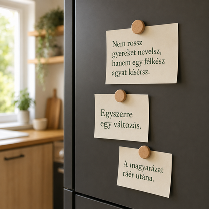 Kivágható mondatpanelek a hűtőajtón mágnessel – részlet a munkafüzetből
